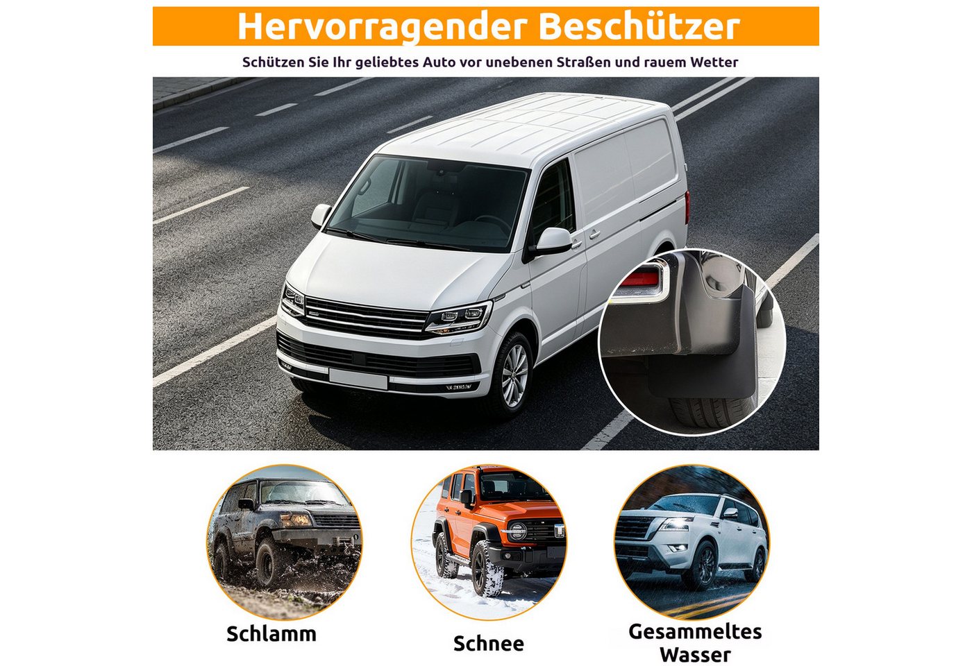 BlingBin Kfz-Schmutzfänger 4er Set Universal Schmutzfänger mit Schrauben, 4er Set, 4-tlg., 38 × 29 cm, Spritzschutz für Auto, Pickup, SUV, Van und LKW Bild 2