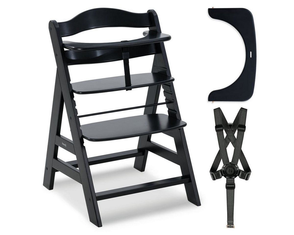 Hauck Tischsitz Alpha Plus - Black, Mitwachsender Holz Babystuhl Kinderhochstuhl mit Gurt FSC zertifiziert Bild 4