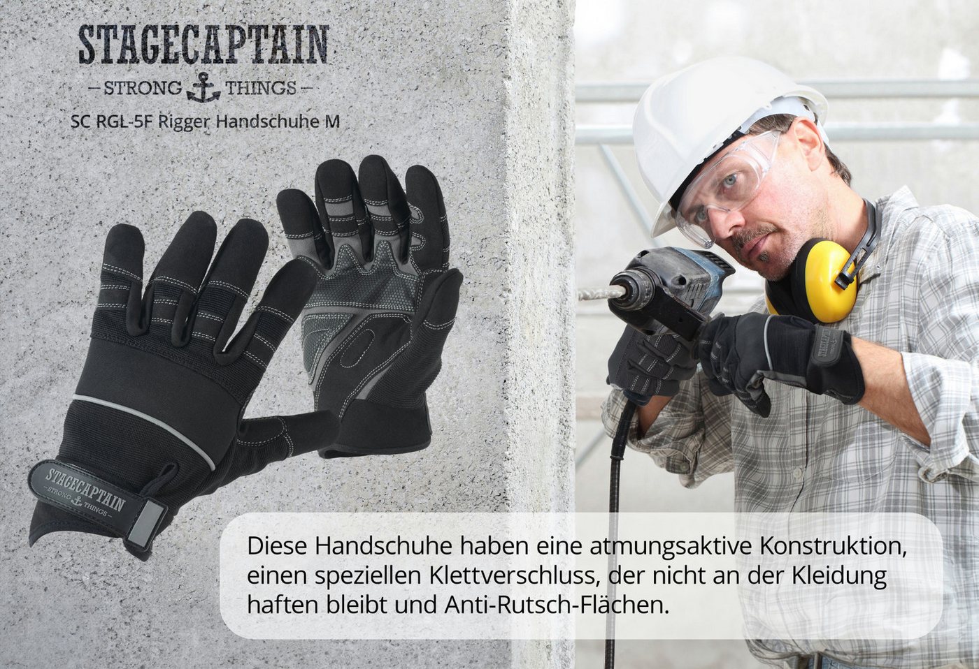 Stagecaptain Arbeitshandschuh-Set Rigger Handschuhe - Größe M (1-St) Innenfläche aus Kunstleder Bild 4