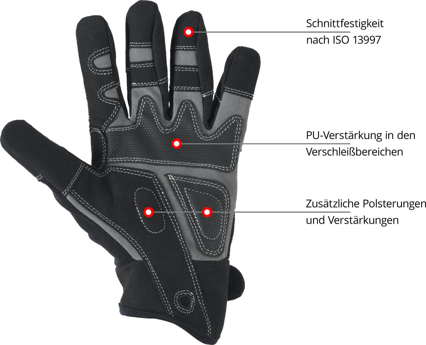 Stagecaptain Arbeitshandschuh-Set Rigger Handschuhe - Größe M (1-St) Innenfläche aus Kunstleder Bild 5