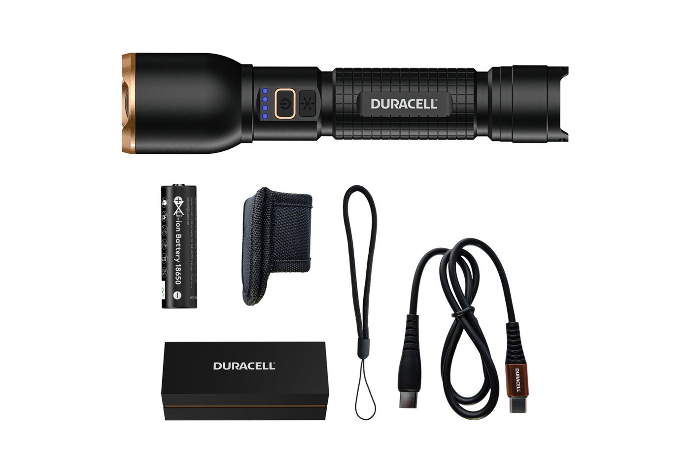 Duracell LED Taschenlampe DF3000R, aufladbar USB-C in & out Bild 2