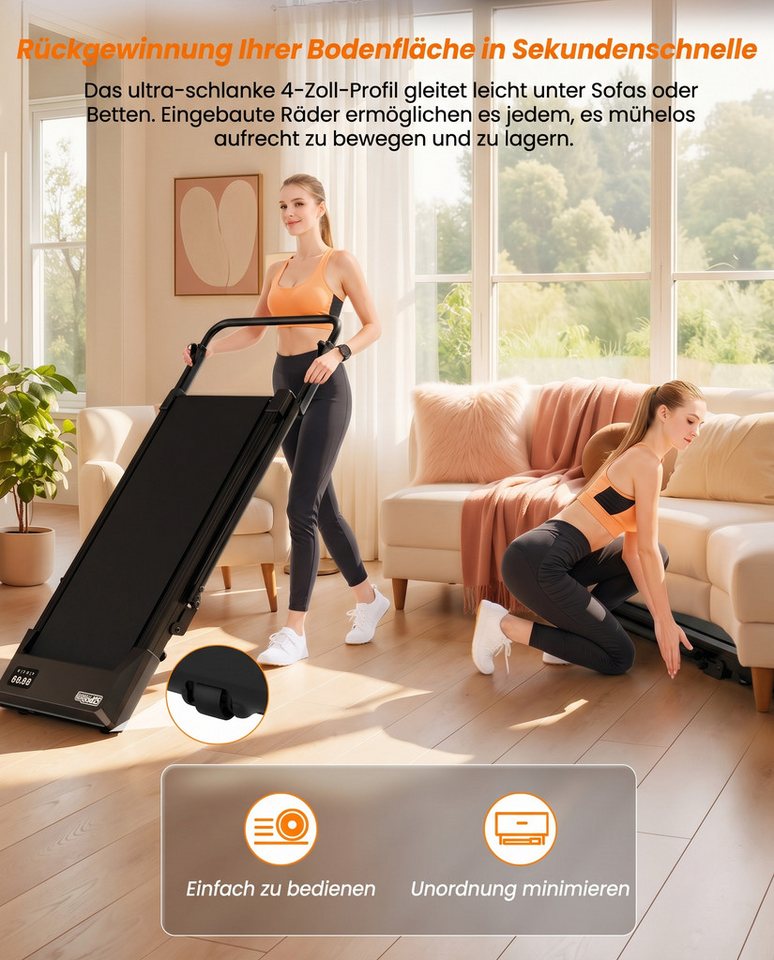 MJWW Laufband Laufband 6% Steigung, bis 136 kg Traglast Zuhause mit Trainingsmodus Bild 3
