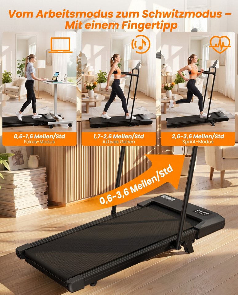 MJWW Laufband Laufband 6% Steigung, bis 136 kg Traglast Zuhause mit Trainingsmodus Bild 5