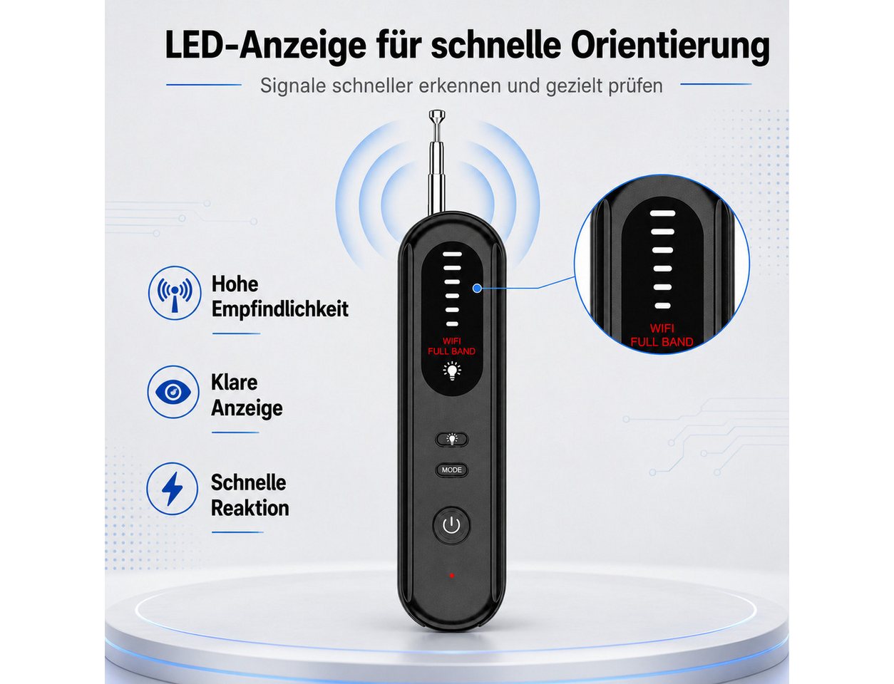 XEOOCE Überwachungskamera Zubehör Kamera-Detektor 4 in 1 RF-Signal & Objektivsuche Schwarz Bild 4