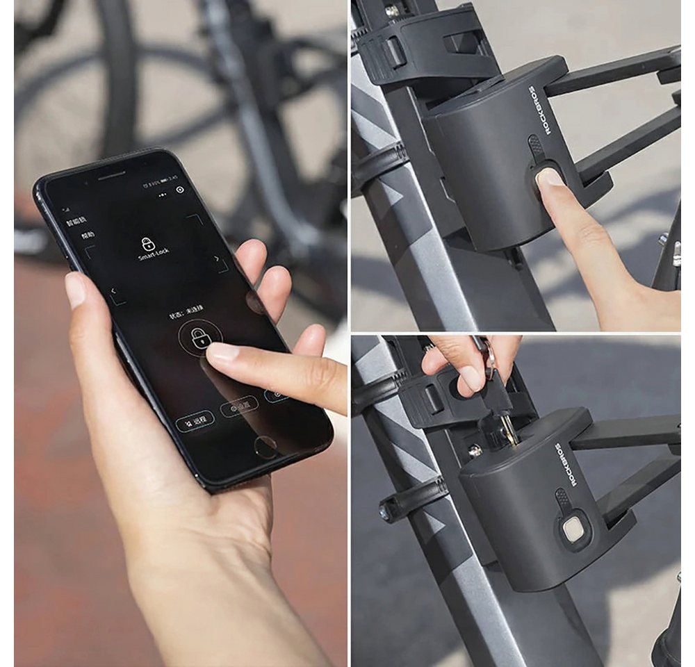 ROCKBROS Faltschloss Fahrradschloss Fingerabdruckschloss Gliederschloss (Spar-Set, 1-tlg., 90 cm faltbar), Fingerabdruck, Bluetooth-App, Schlüssel, Manganstahl Bild 3