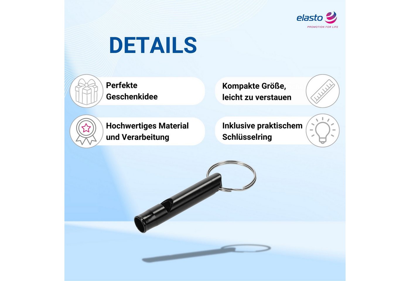 elasto Signalpfeife Pfeife 'Echo' aus Aluminium robuste Trillerpfeife