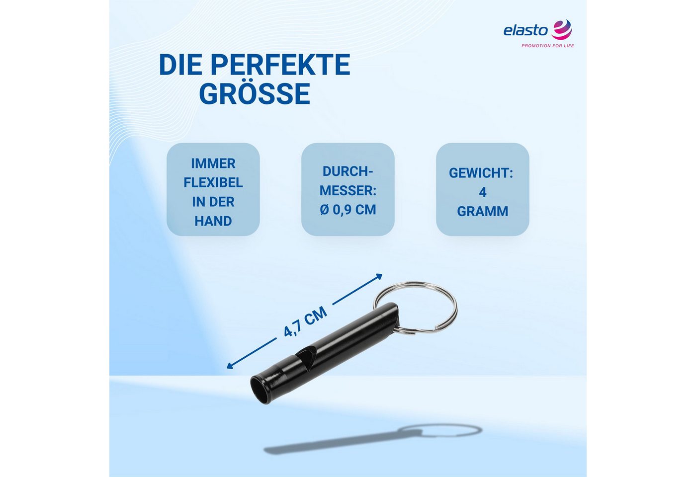 elasto Signalpfeife Pfeife 'Echo' aus Aluminium robuste Trillerpfeife Bild 2