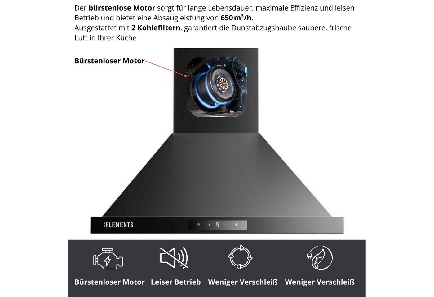KB Elements Backofen-Set Einbaubackofen 60 cm mit Gaskochfeld 4 Flammig, Steam Clean, Air Fry, Steam Clean, 8 kW Gaskochfeld, Edelstahl 304 Bild 2