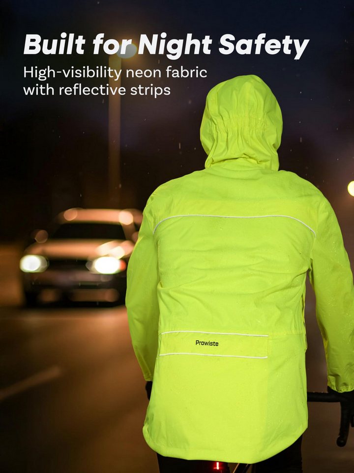 Prowiste Warnweste Fahrradjacke - Wasserdicht Atmungsaktiv Reflektierend – Fahrradjacke (Fahrradjacke wasserdicht, 1-tlg., 1 x Fahrradjacke) Herren & Damen – Wasserdicht & Atmungsaktiv Reflektierende Regenjacke Bild 2