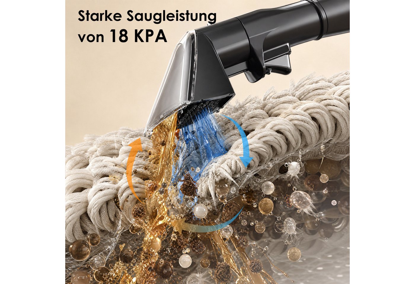 Vortisys Teppichreinigungsgerät 2100W/18kPa Teppichreiniger mit Dampffunktion, Teppich-Reinigungsgerät, 2100 W, Teppichreiniger mit Dampf, Polsterreiniger, Polsterreiniger Gerat Bild 4