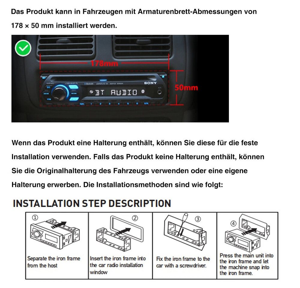 ESSGOO 10.4" 1DIN Autoradio CarPlay Android Auto Drehbarer Bildschirm Autoradio (RDS, AUX, FM, Single DIN, Wireless Carplay Android Auto Navi Bluetooth EQ) Bild 3