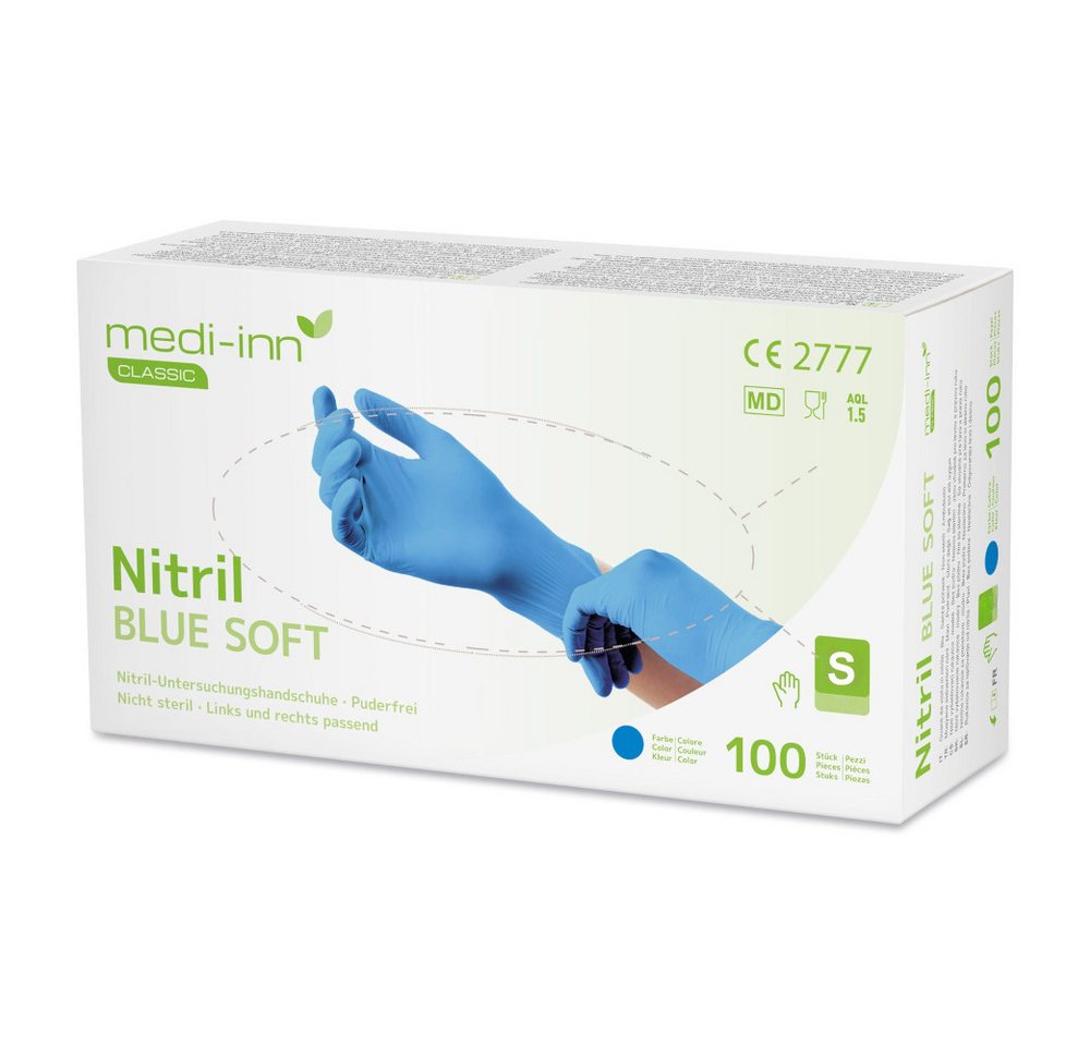 Medi-Inn Nitril-Handschuhe Nitril blue soft Einmalhandschuhe blau puderfrei AQL: 1.5