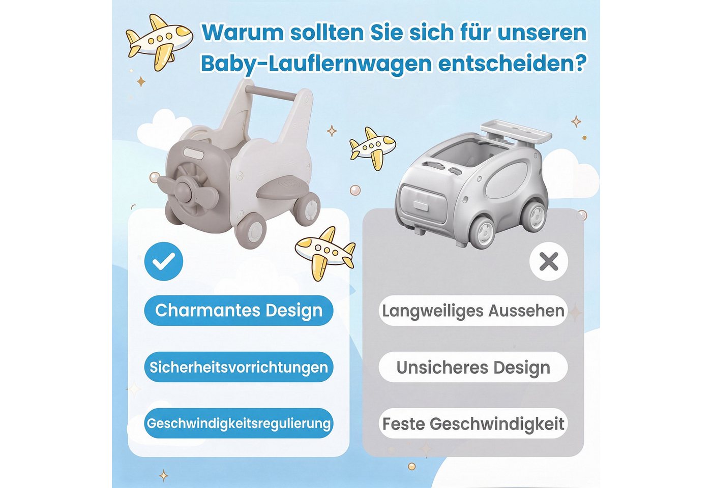 COSTWAY Lauflernwagen 3-in-1 Lauflernhilfe mit klappbarer Sitz & Stauraum Bild 2