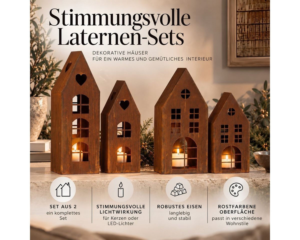 Mica Decorations Laterne Mica Decorations Laternenhaus Rost, 2er Set