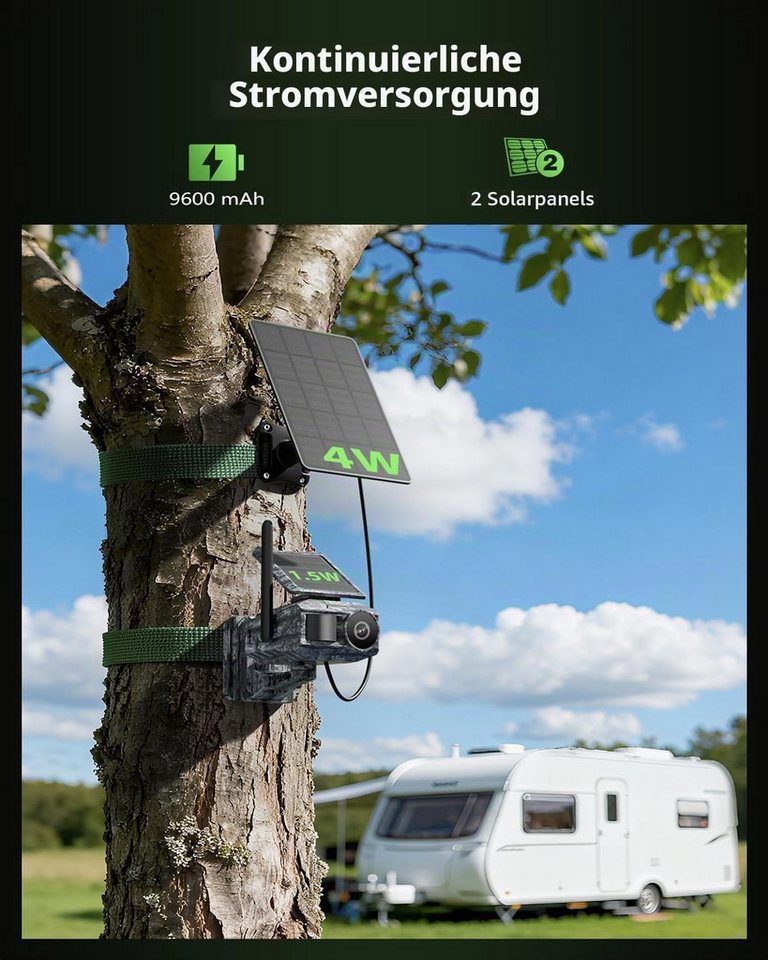 XEGA Überwachungskamera 4G LTE Solar Überwachungskamera mit SIM-Karte&2 Solarmodulen Bild 3