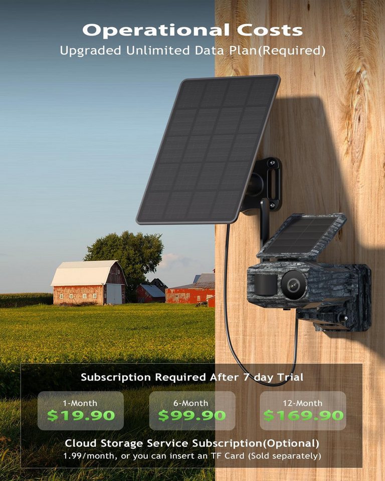 XEGA Überwachungskamera 4G LTE Solar Überwachungskamera mit SIM-Karte&2 Solarmodulen Bild 5