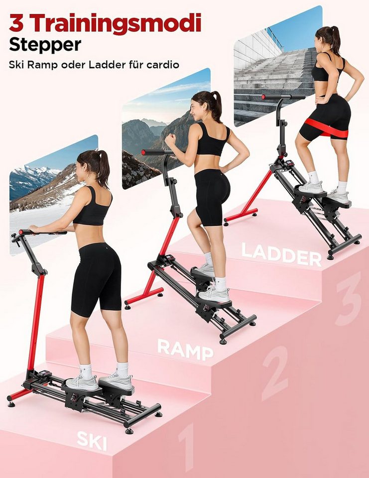 Dripex Stepper Stair Stepper für Zuhause, 3 Modi,Faltbar, Stairmaster mit Haltegriff, 90% Vormontiert, Dual-Dreieck-Stahlrahmen, Große Pedale, LCD-Display Bild 4