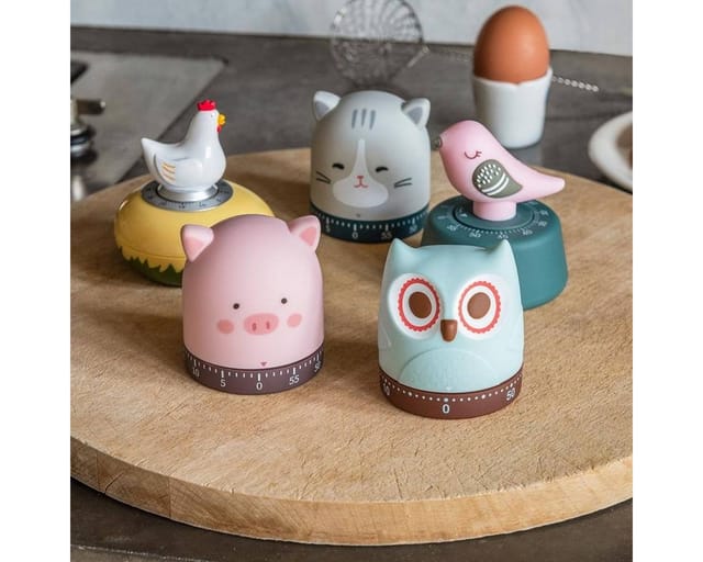 Rex London Küchentimer Tiermotiv mechanischer Timer 59 Min, ohne Batterie, Soft-Touch
