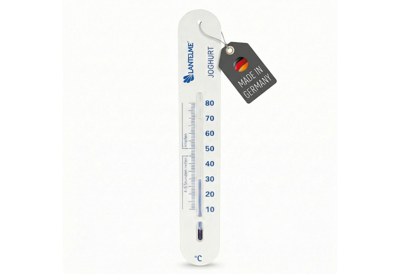 Lantelme Kochthermometer Joghurtthermometer Selbstsinkend Joghurt Milch Käse Thermometer, 20cm, 10 bis 80 Grad, aus lebensmittelechtem Kunststoff, mit Schnur