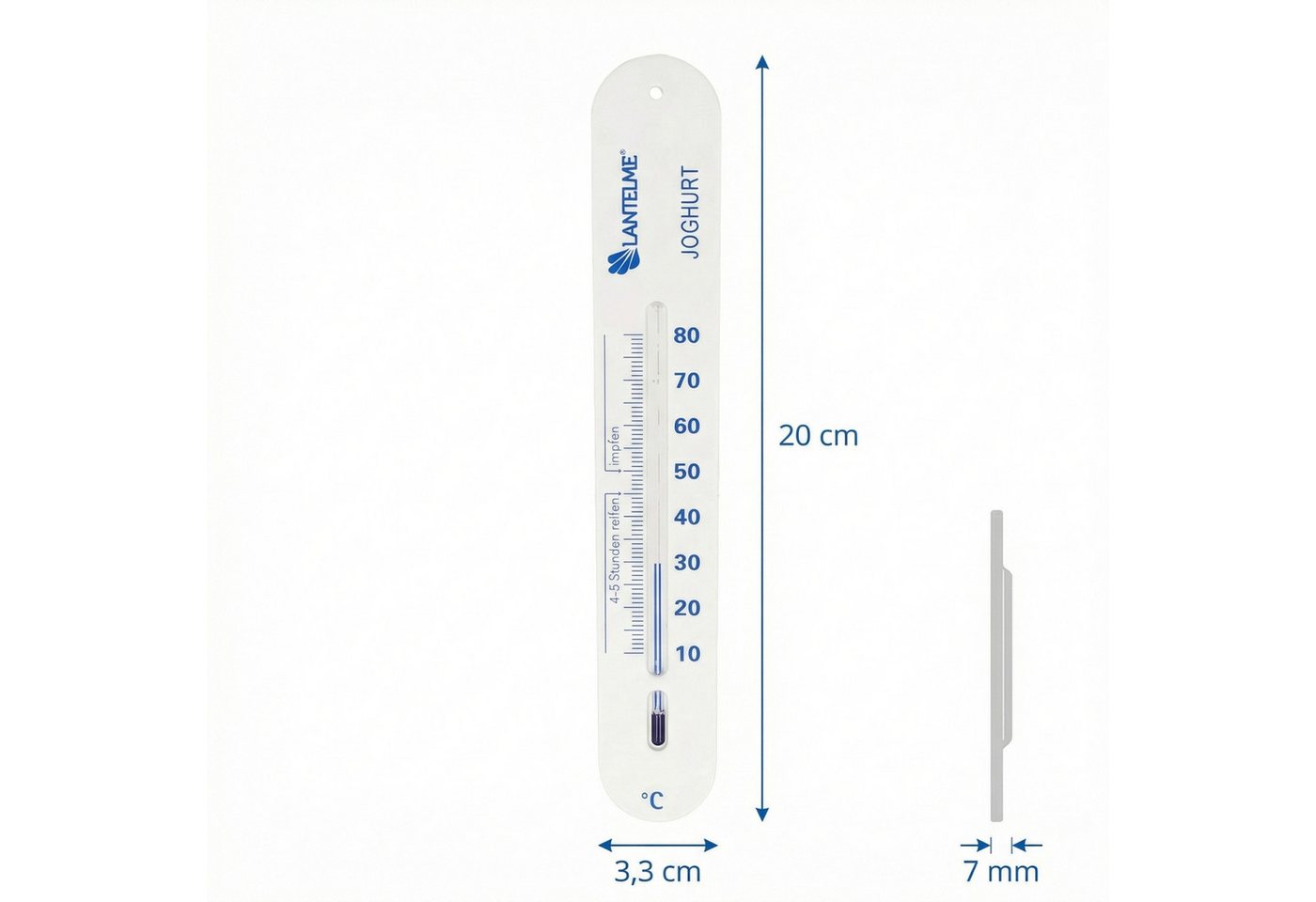 Lantelme Kochthermometer Joghurtthermometer Selbstsinkend Joghurt Milch Käse Thermometer, 20cm, 10 bis 80 Grad, aus lebensmittelechtem Kunststoff, mit Schnur Bild 3