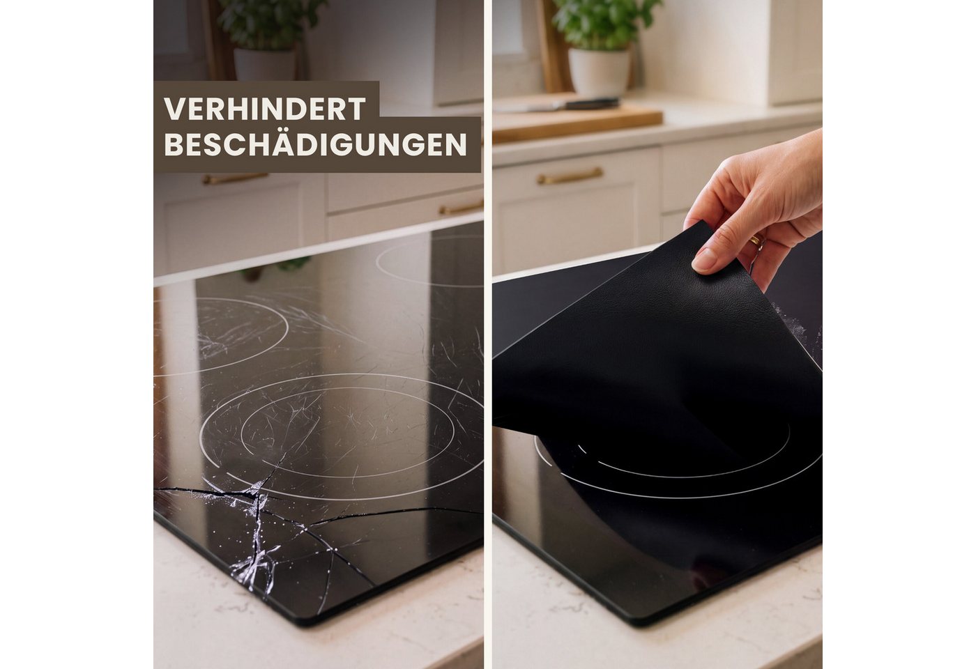 MuchoWow Herd-Abdeckplatte Schwarz - Klinge, Vinyl, (1 tlg), Abdeckplatte für Ceranfeld, Herd Inductionsmatte, 60x50 cm Bild 4