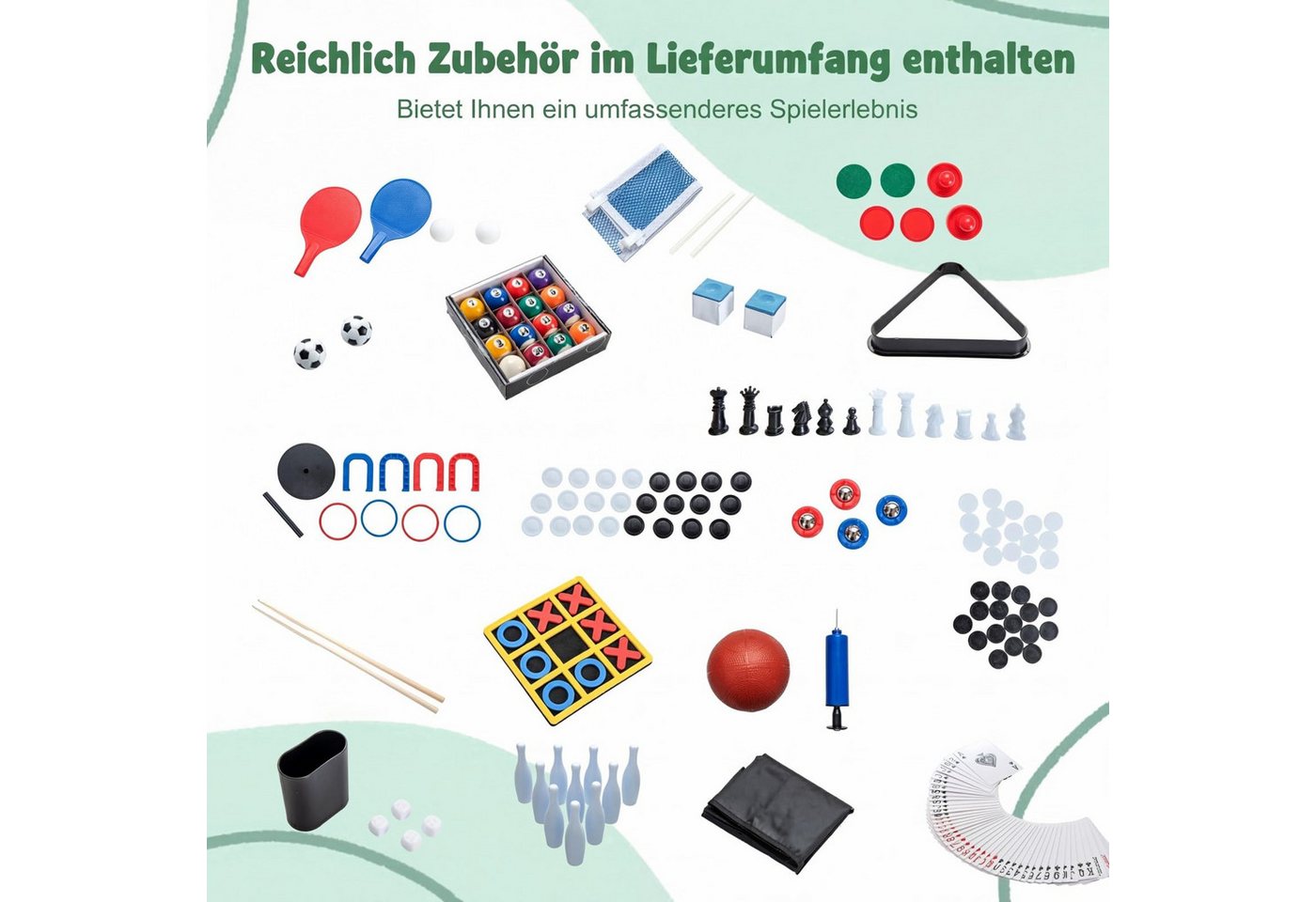COSTWAY Kickertisch 14 in 1 Spieltisch Set Tischspiel multifunktional, Kombi-Tisch für Kinder Erwachsene Bild 2
