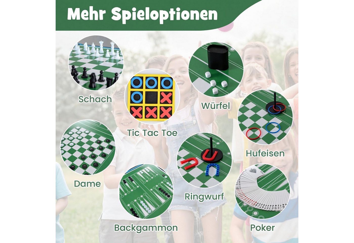 COSTWAY Kickertisch 14 in 1 Spieltisch Set Tischspiel multifunktional, Kombi-Tisch für Kinder Erwachsene Bild 3