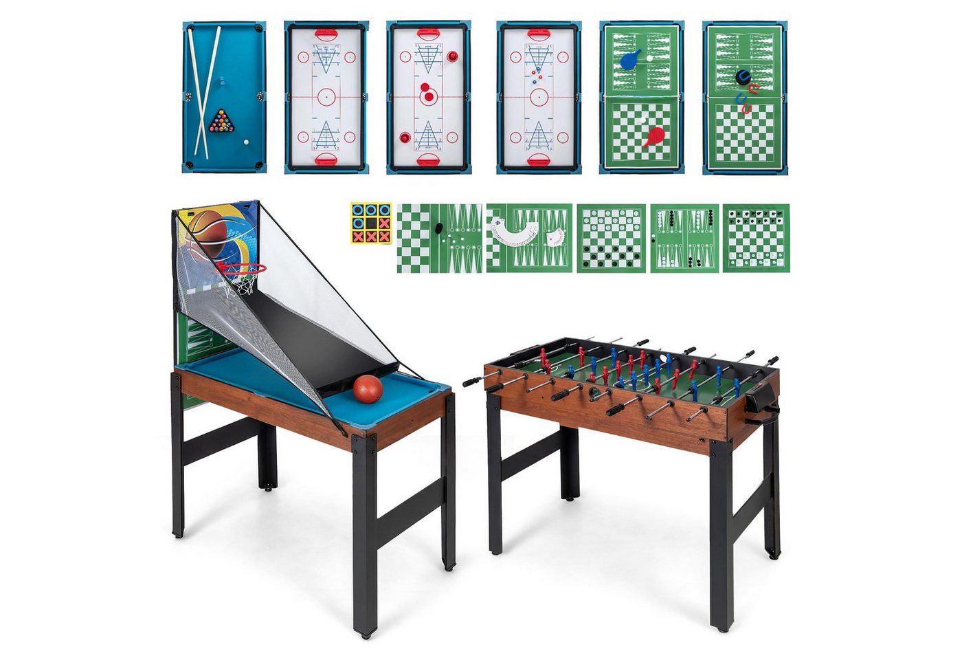 COSTWAY Kickertisch 14 in 1 Spieltisch Set Tischspiel multifunktional, Kombi-Tisch für Kinder Erwachsene Bild 4