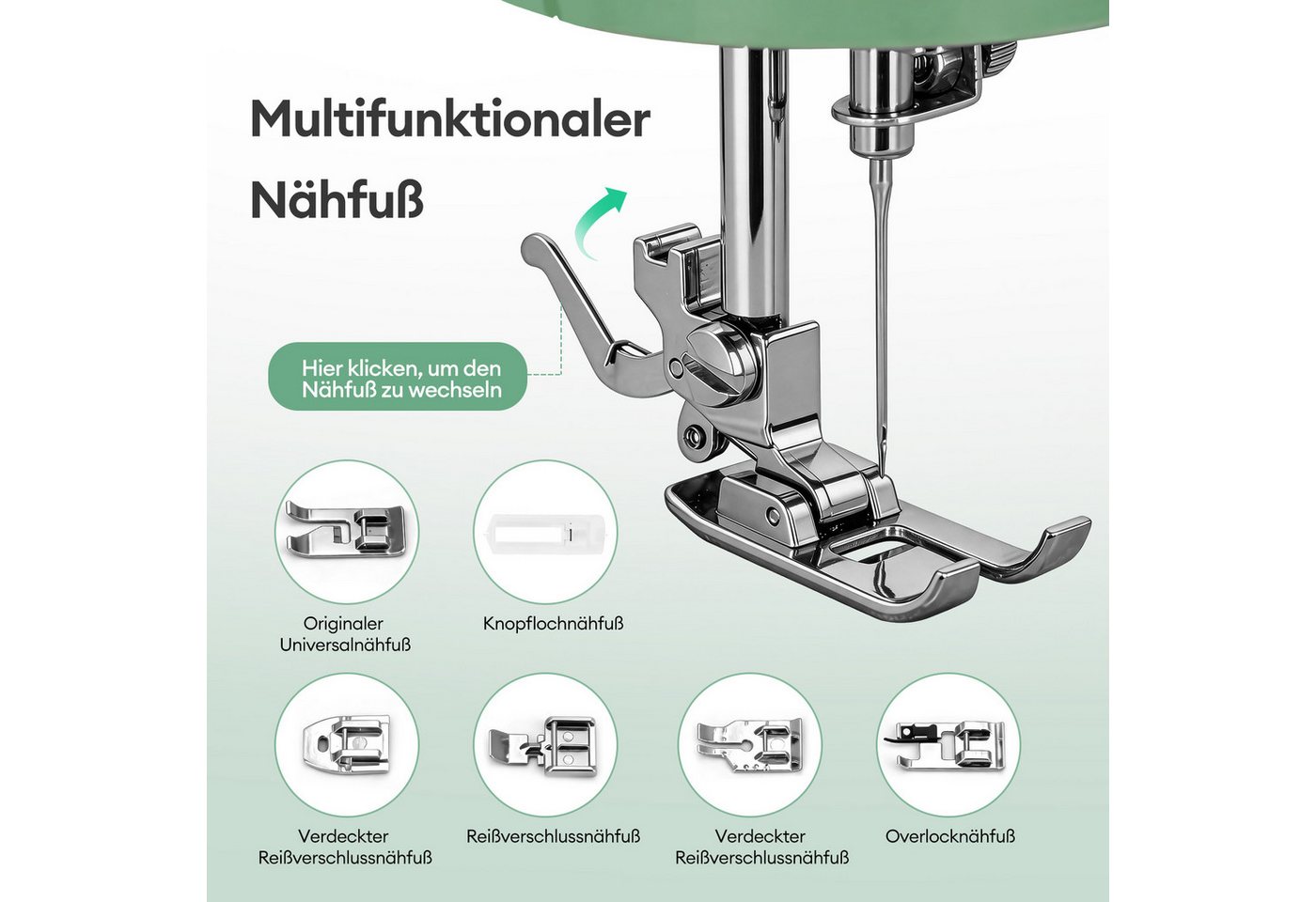 CkeyiN Nähmaschine Haushaltsnähmaschine Kleine Multifunktionale Mini-Handnähmaschine, 12 Programme, mit 12 integrierten Sticharten, Doppelnadel, 2 Geschwindigkeit
