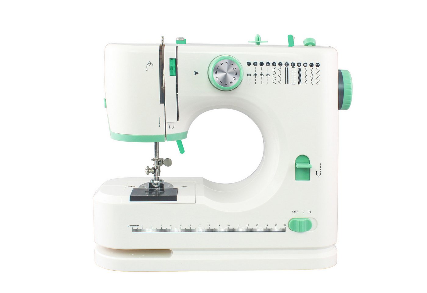 CkeyiN Nähmaschine Haushaltsnähmaschine Kleine Multifunktionale Mini-Handnähmaschine, 12 Programme, mit 12 integrierten Sticharten, Doppelnadel, 2 Geschwindigkeit Bild 2