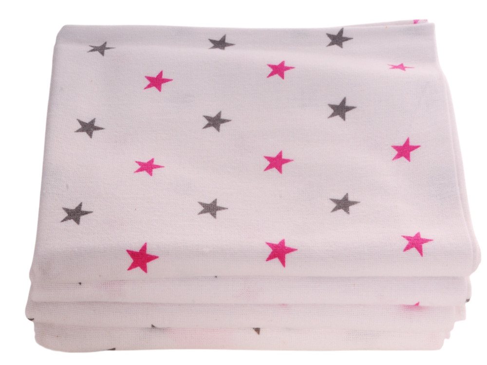 La Bortini Spucktuch Baby Tücher aus Flanell 4er Pack 60x80 in weiß mit Sternchen, aus reiner Baumwolle, Stofftücher, Stoffwindeln