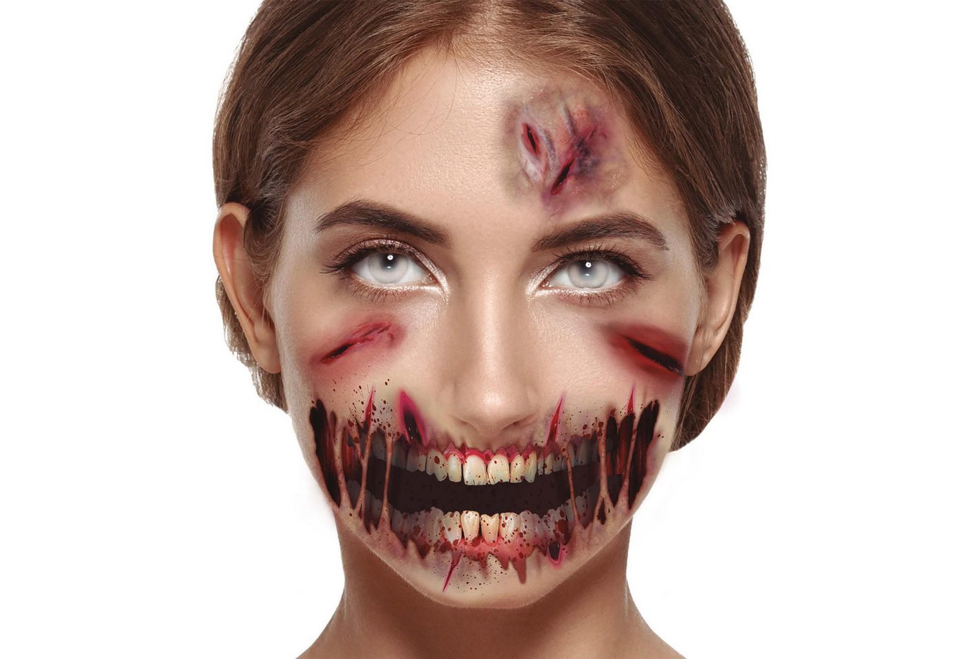Fiestas Guirca Theaterschminke Halloween Tattoos 'Abschürfungen Zombie', 14 x 9 Bild 2