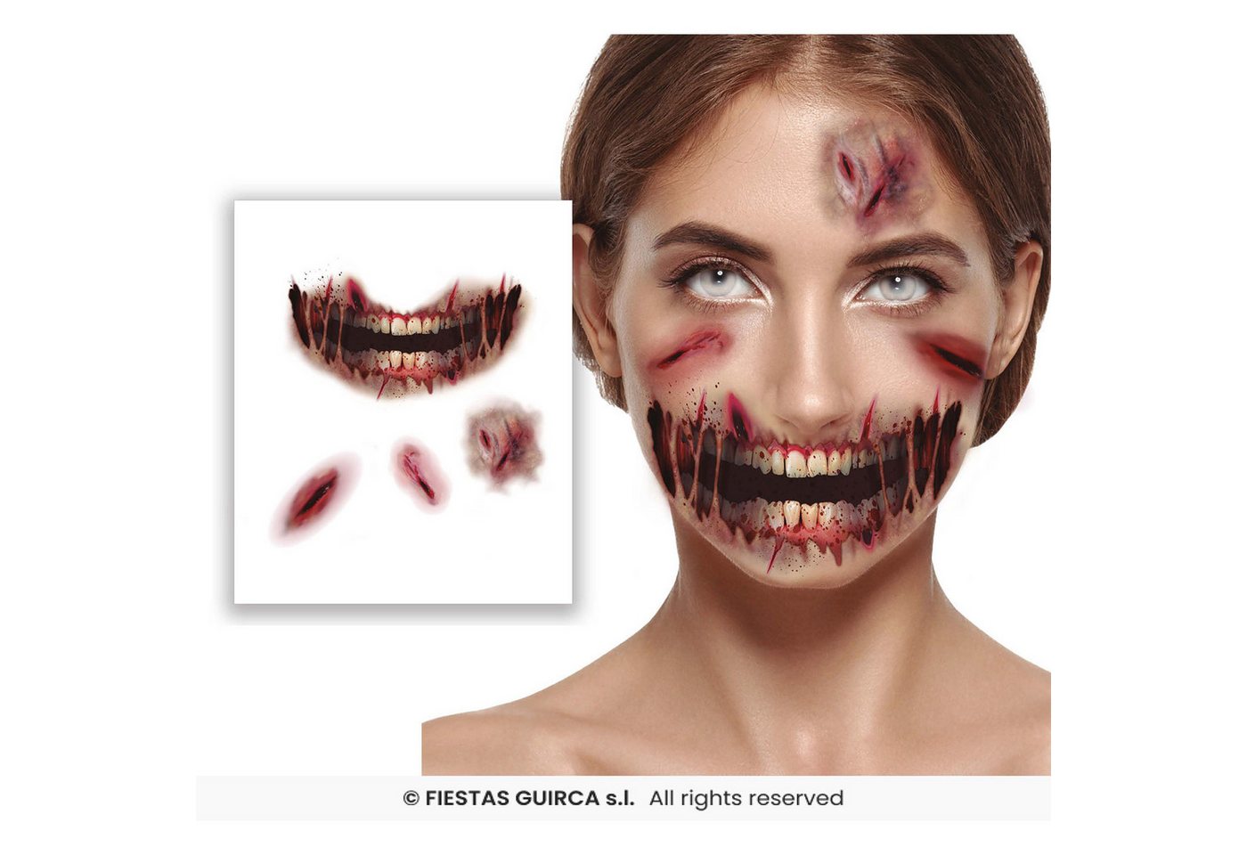 Fiestas Guirca Theaterschminke Halloween Tattoos 'Abschürfungen Zombie', 14 x 9 Bild 3