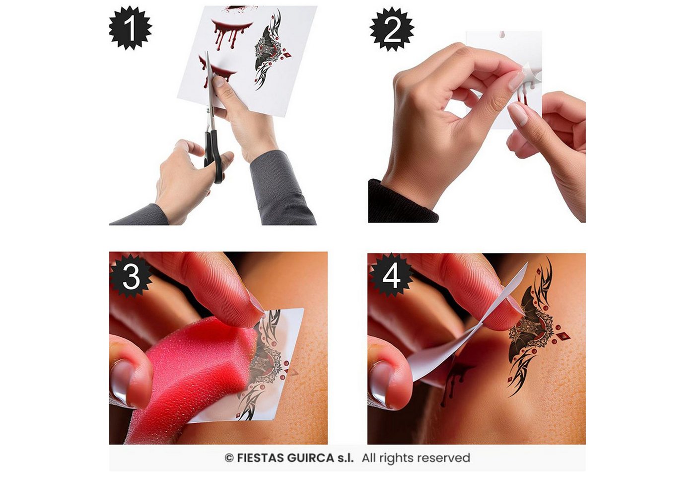 Fiestas Guirca Theaterschminke Halloween Tattoos 'Vampir-Gesicht', 14 x 9 cm