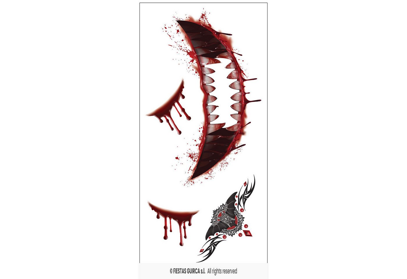 Fiestas Guirca Theaterschminke Halloween Tattoos 'Vampir-Gesicht', 14 x 9 cm Bild 2