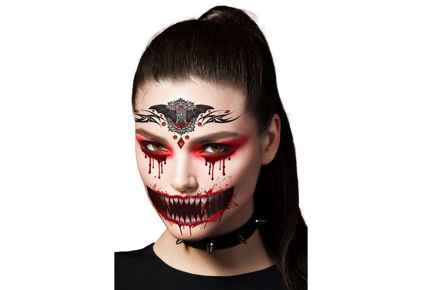 Fiestas Guirca Theaterschminke Halloween Tattoos 'Vampir-Gesicht', 14 x 9 cm Bild 4