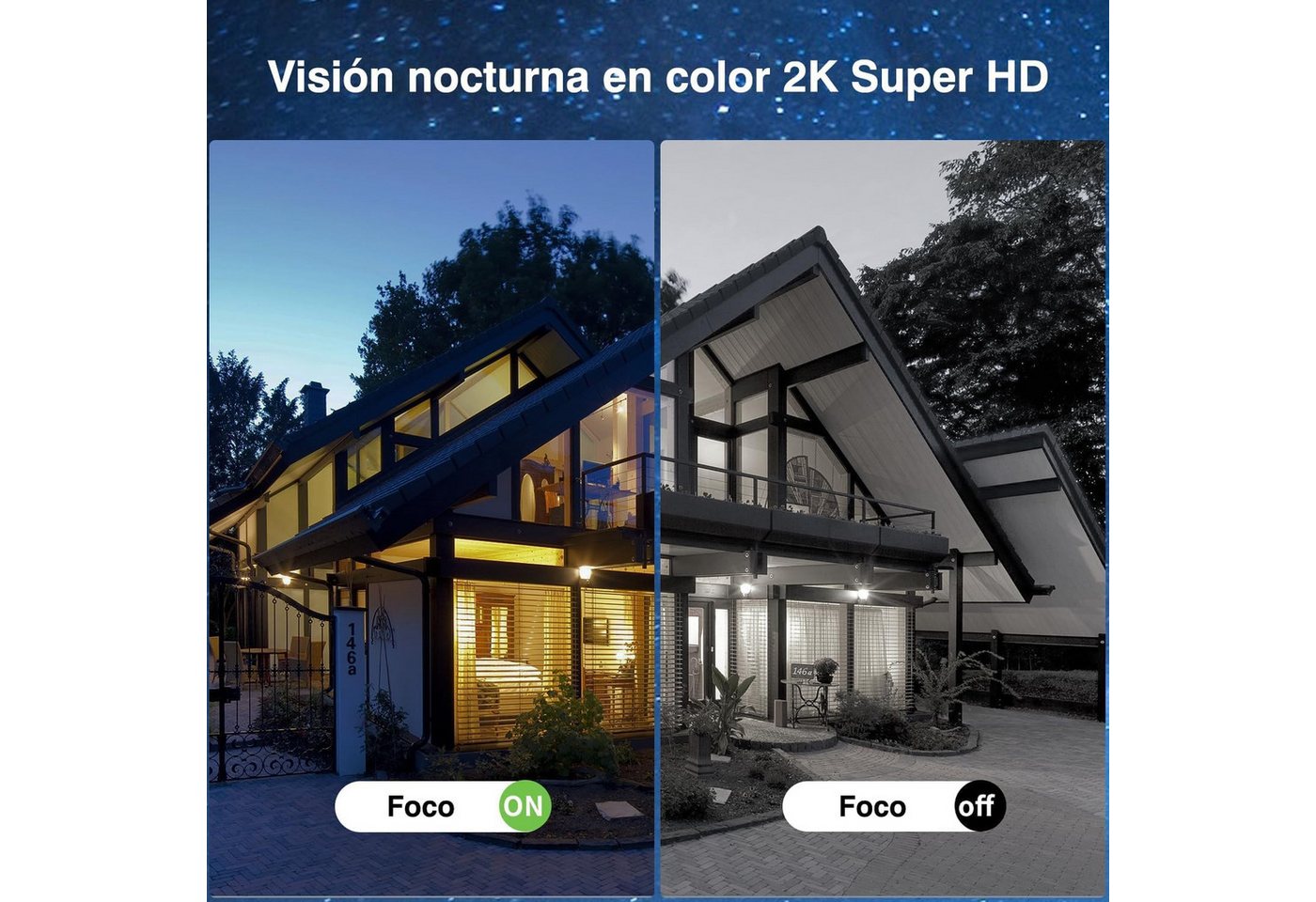 XEGA Überwachungskamera 2 Solar Panels 4G LTE Wireless Solar Security Camera (Night Vision, Two-Way Audio, SIM Card Included, 2K Outdoor Camera 355°/95°, PIR Motion Sensor) Bild 5