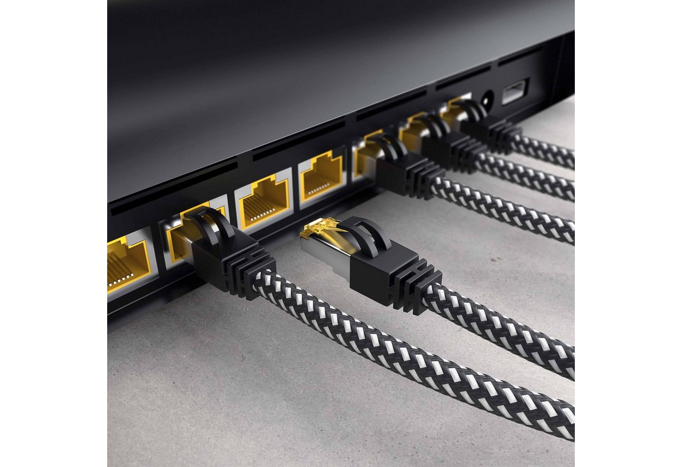 Primewire CAT 7 Gigabit Ethernet Netzwerkkabel, Patchkabel 10 Gbit/s - 0,25m LAN-Kabel, RJ-45 (Ethernet), RJ-45 (Ethernet) (25 cm), CAT7 Rohkabel S/FTP Pimf Schirmung, Baumwollmantel, 10000 Mbit/s Bild 3