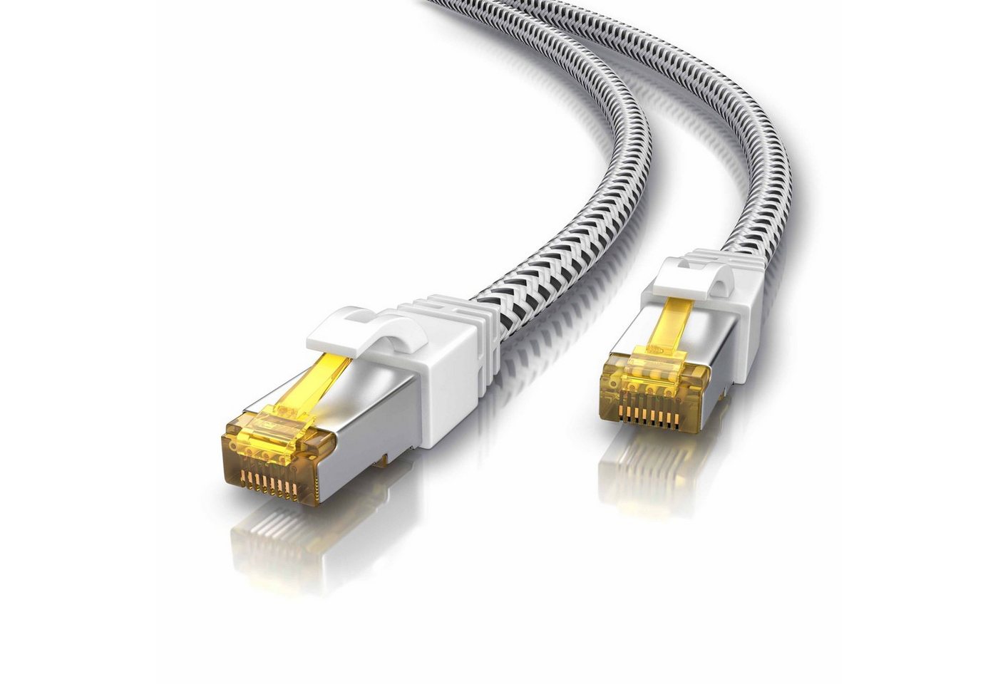 Primewire CAT 7 Gigabit Ethernet Netzwerkkabel, Patchkabel 10 Gbit/s - 0,5m LAN-Kabel, RJ-45 (Ethernet), RJ-45 (Ethernet) (50 cm), CAT7 Rohkabel S/FTP Pimf Schirmung, Baumwollmantel, 10000 Mbit/s
