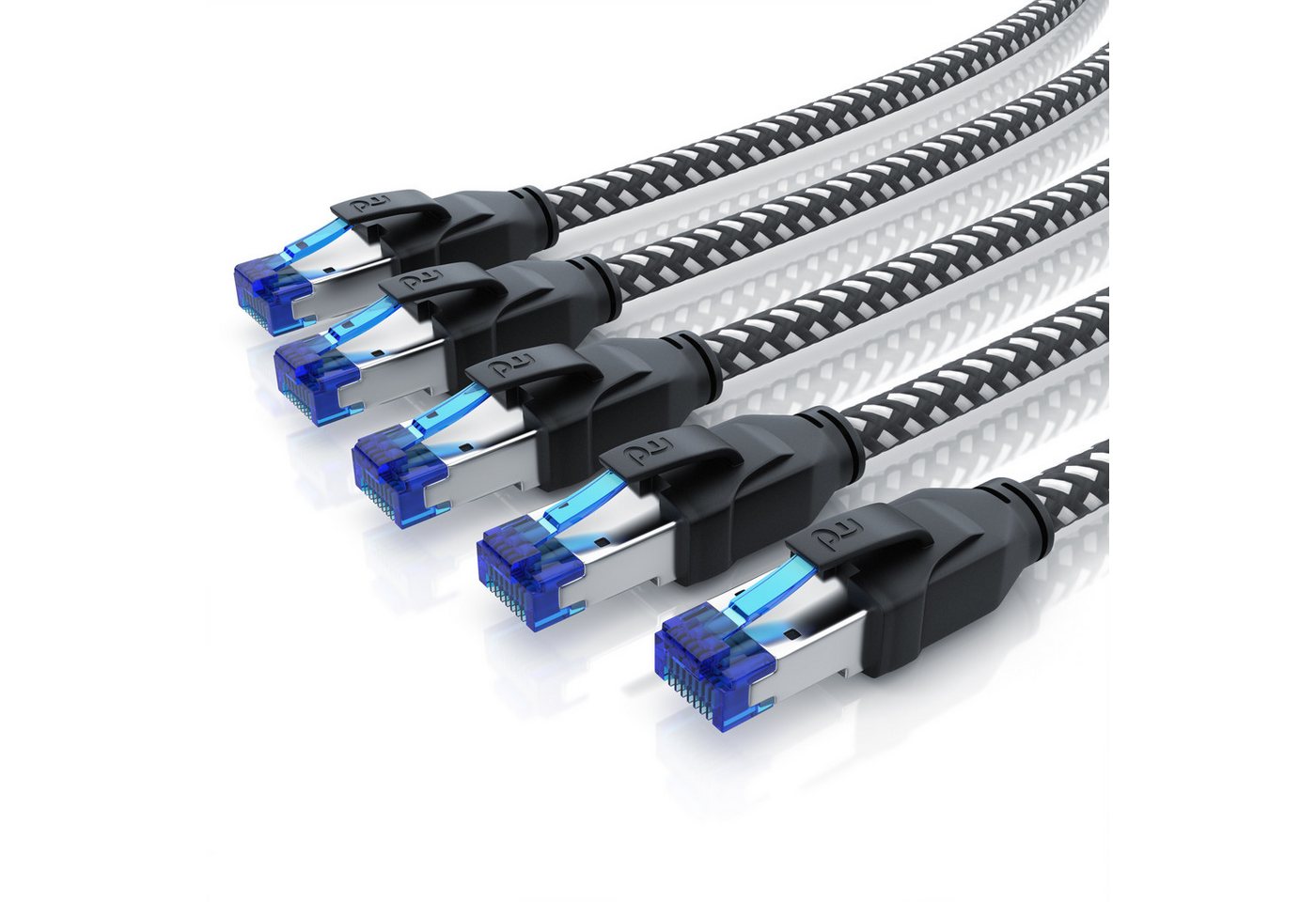 Primewire 5x Patchkabel CAT 8 1m, Baumwollmantel, Netzwerkkabel 40Gbit/s LAN-Kabel, RJ-45 (Ethernet), RJ-45 (Ethernet) (100 cm), für Router, Modem, Switch, PC, ideal für Gaming, Streaming, Homeoffice Bild 4