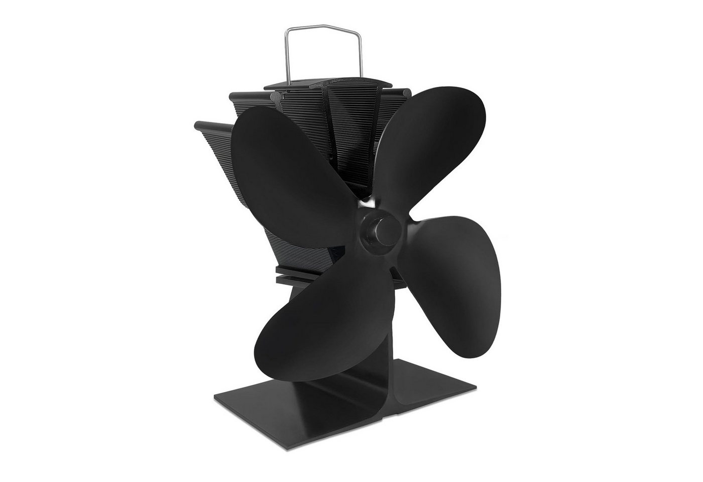 FIVMEN Kaminventilator Kaminlüfter Kaminventilator Ofenventilator Lüfter mit 4 Blättern, Wärmebetriebener für Holzofen, Kamin, Schwarz Bild 3