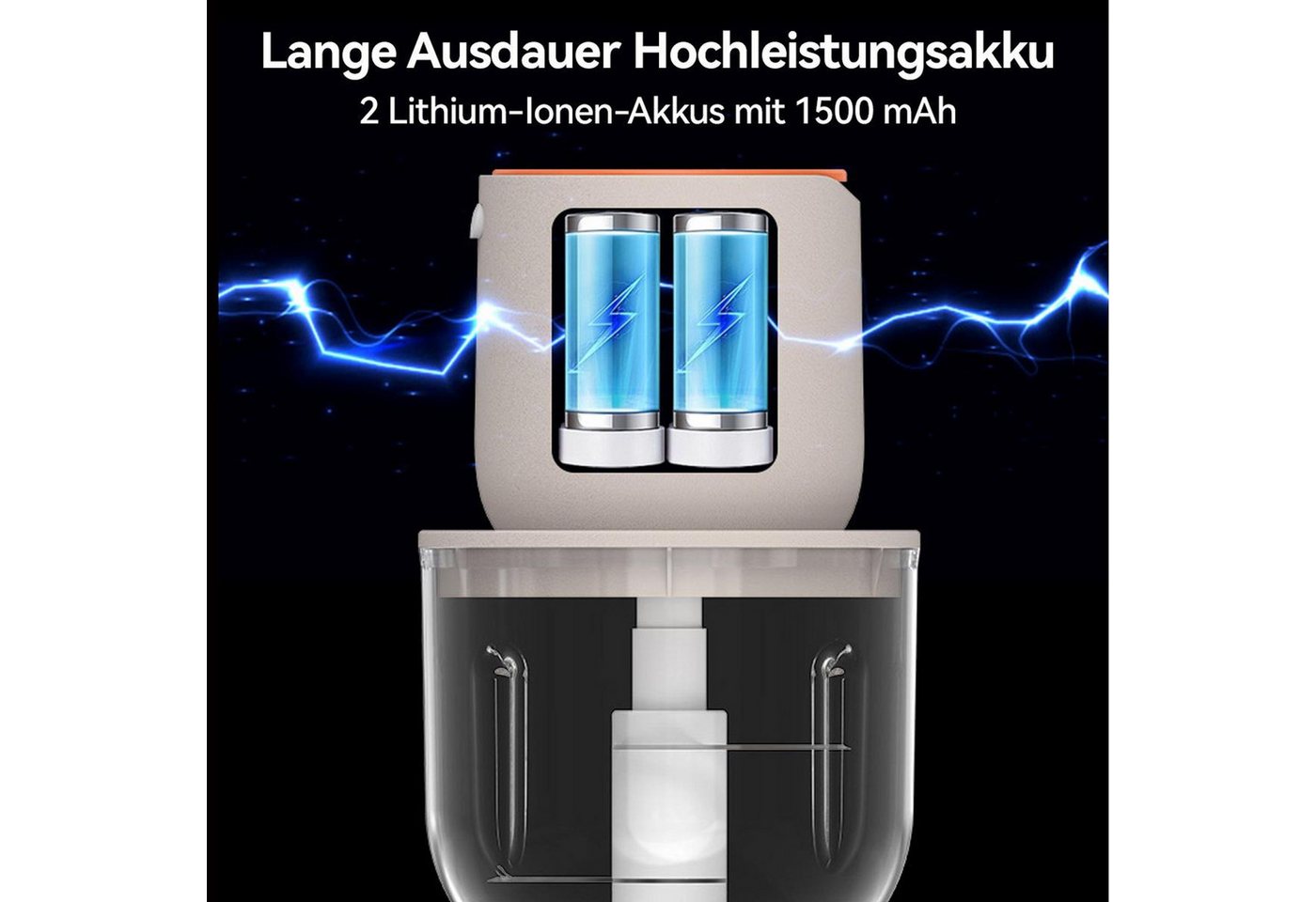 FELIXLEO Akku-Zerkleinerer Elektrischer Gemüseschneider 600ml Mini Mixer Zerkleinerer Küche Bild 4
