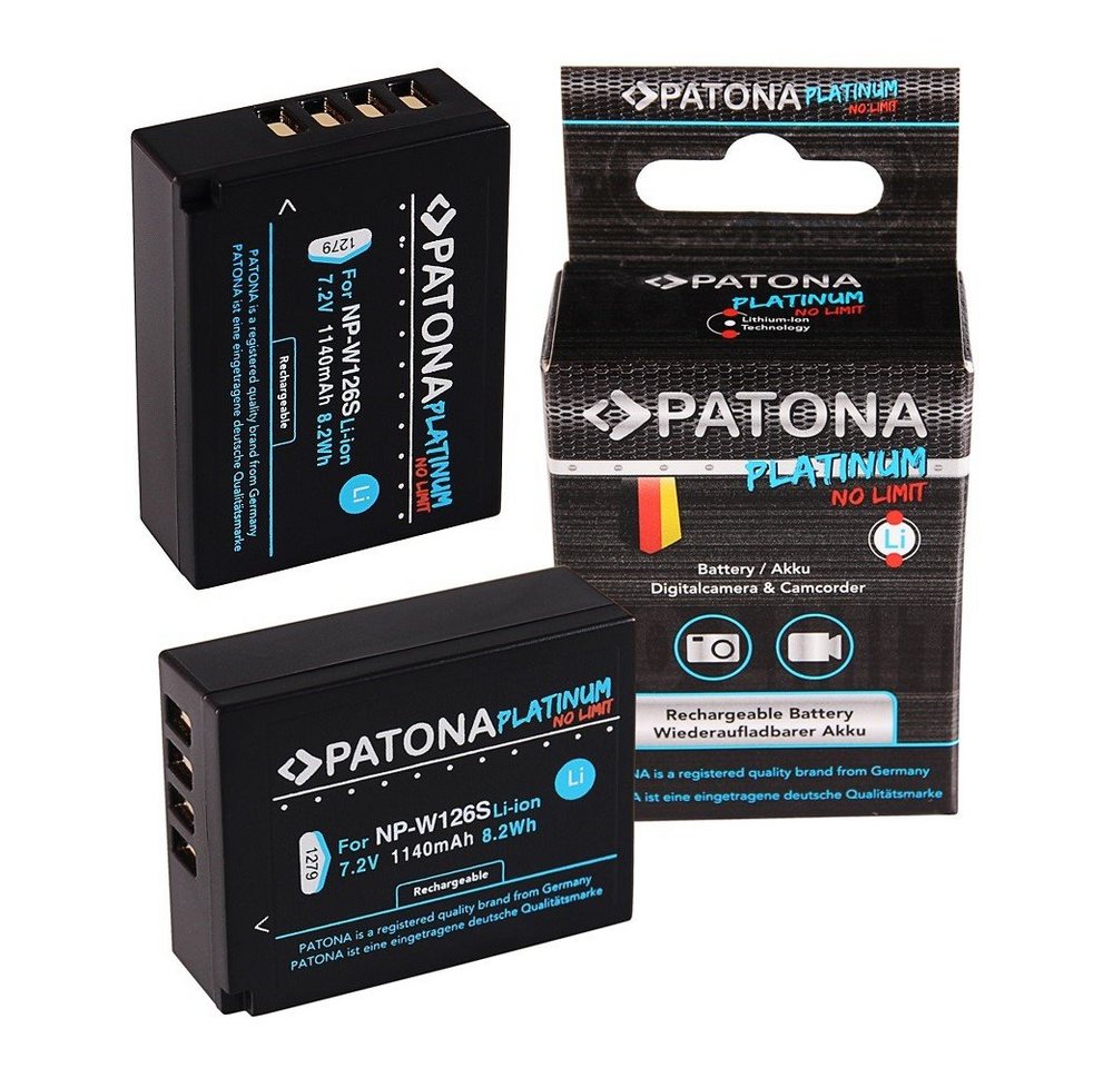 Patona 2x Platinum Akku für Fuji X-T3 Kamera-Akku Ersatzakku Kameraakku 1140 mAh (7,2 V, 2 St), VPB-XT3 NP-W126S HS33 EXR Fujifilm Finepix Pro 1 HS30 VPB-XT2 Bild 2