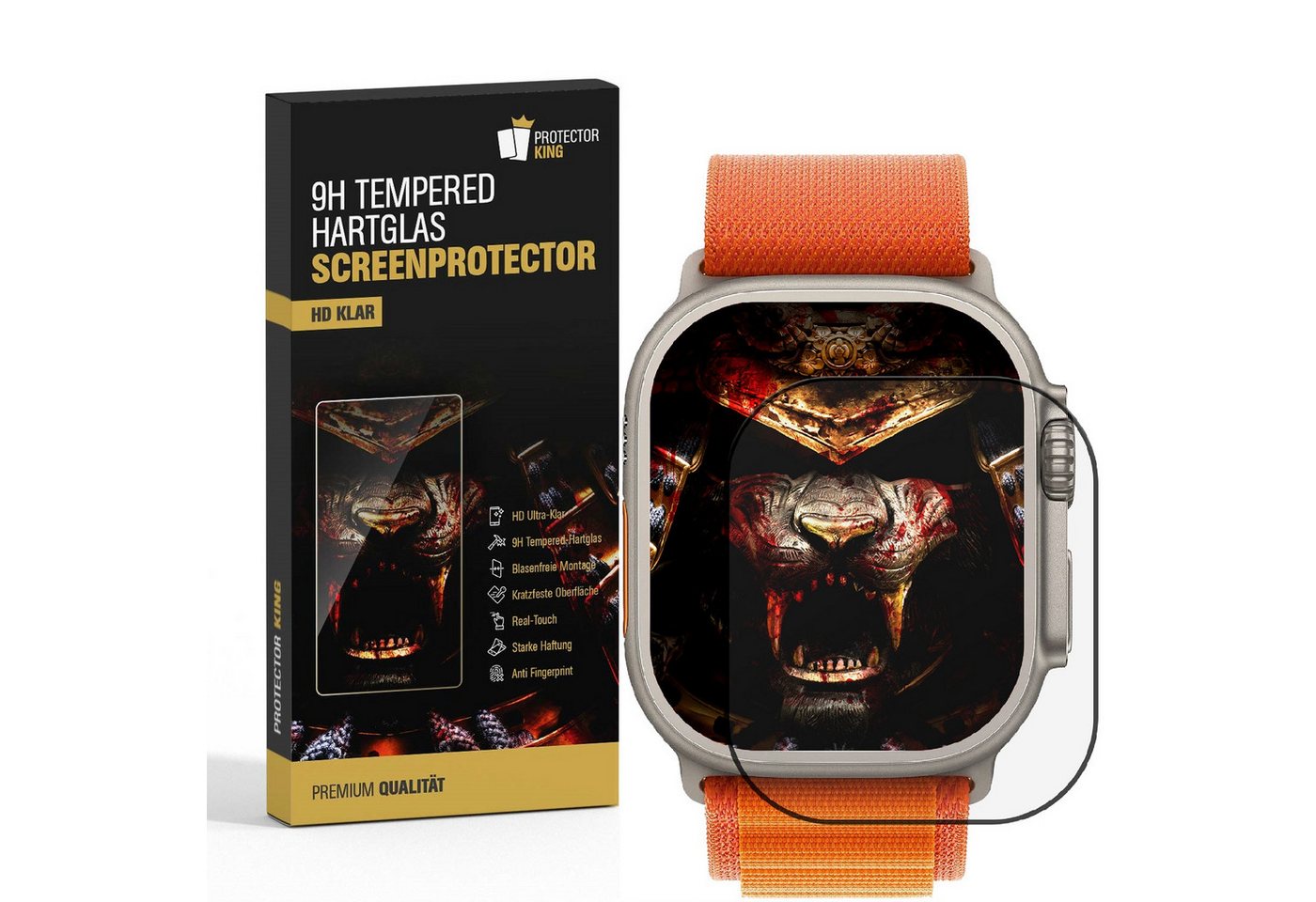 Protectorking Schutzfolie 3x 9H Panzerglas für Apple Watch Ultra 49mm HD KLAR Displayschutz, (3-Stück), Echtglas Tempered 9H Panzerhartglas, Displayschutz, Schutzglas 3D KLAR