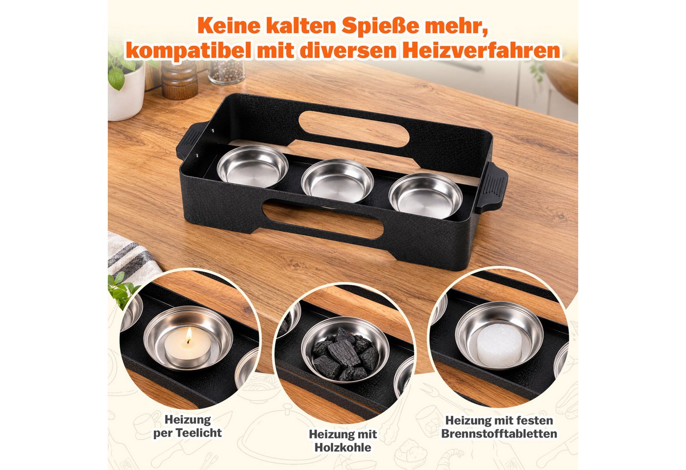 Detrida Warmhalteplatte Warmhalteplatte für Grillen, BBQ Speisewärmer Fleischwarmhalter Außen, Buffetwärmer Warmhaltebehälter Eisen für Camping Picknick Hause Party Bild 3