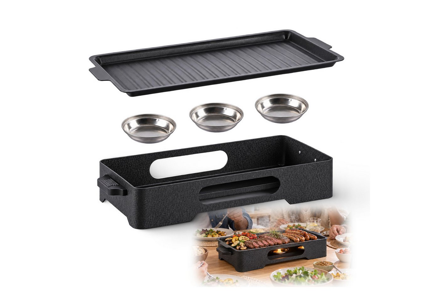 Detrida Warmhalteplatte Warmhalteplatte für Grillen, BBQ Speisewärmer Fleischwarmhalter Außen, Buffetwärmer Warmhaltebehälter Eisen für Camping Picknick Hause Party Bild 5