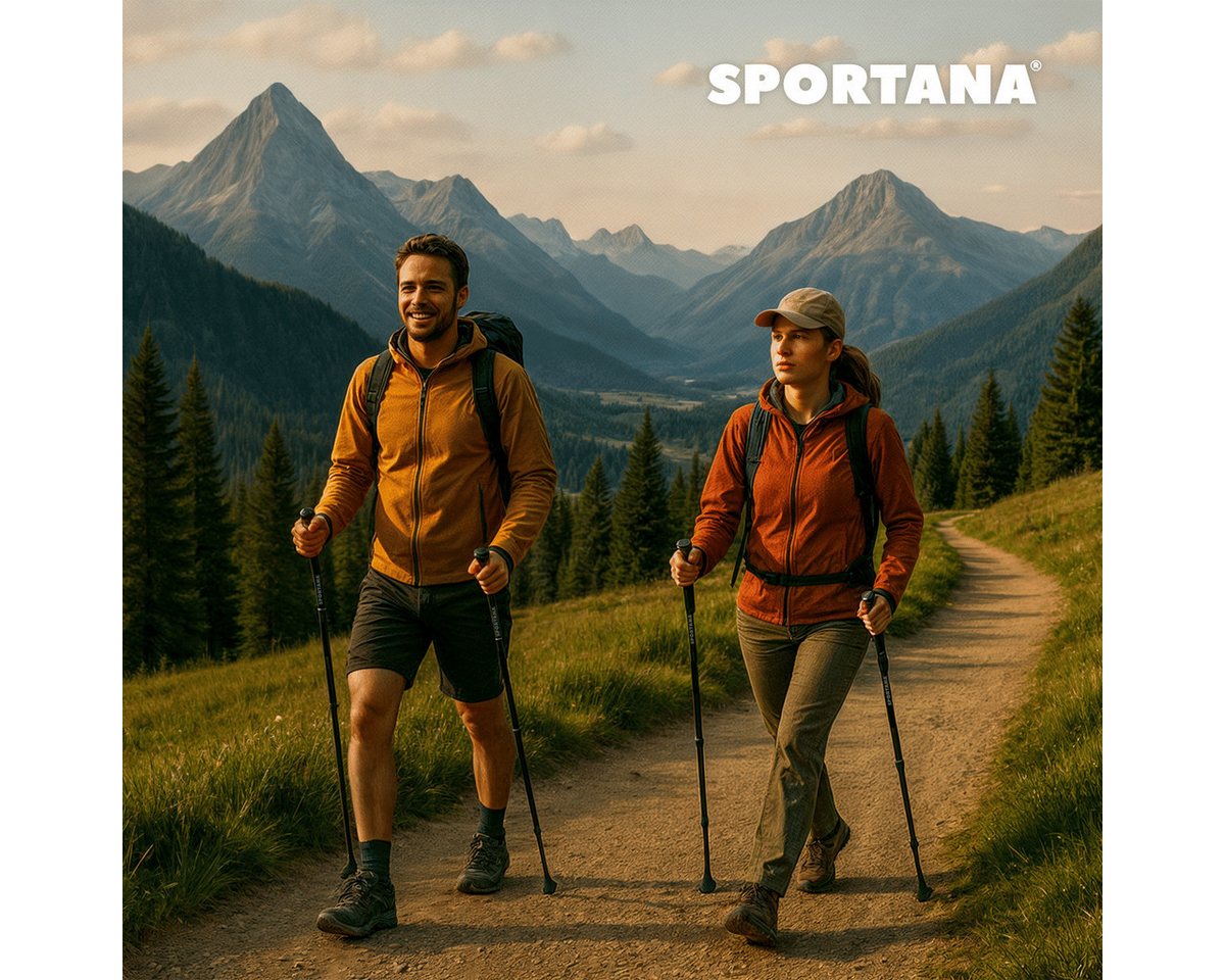 Sportana Nordic-Walking-Stöcke (1 St), Für Damen Herren Wanderstöcke Teleskop Alu Trekkingstöcke Mit Federung
