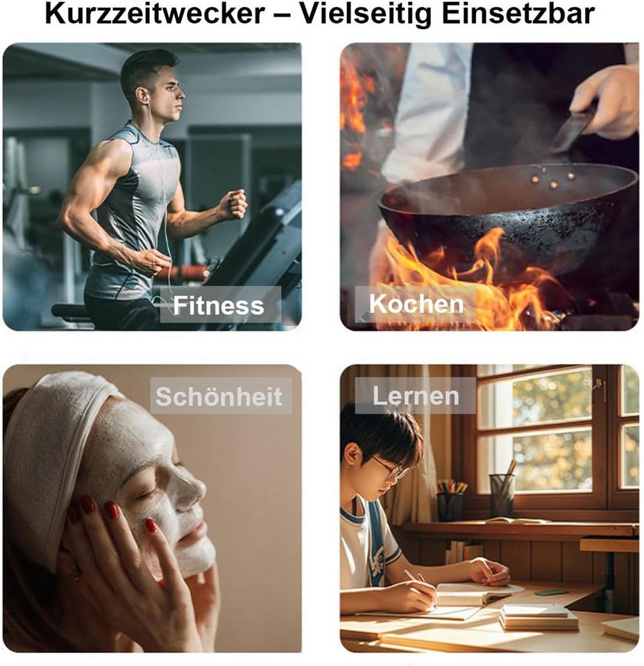FELIXLEO Zeitschaltuhr Mechanische Eieruhr Küchentimer Magnetisch Alarm Edelstahl Bild 4
