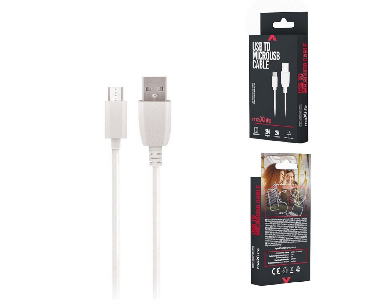 COFI 1453 2m Ladekabel USB - microUSB Datenkabel Handy-Ladekabel Weiß USB-Kabel, (200 cm) Bild 2
