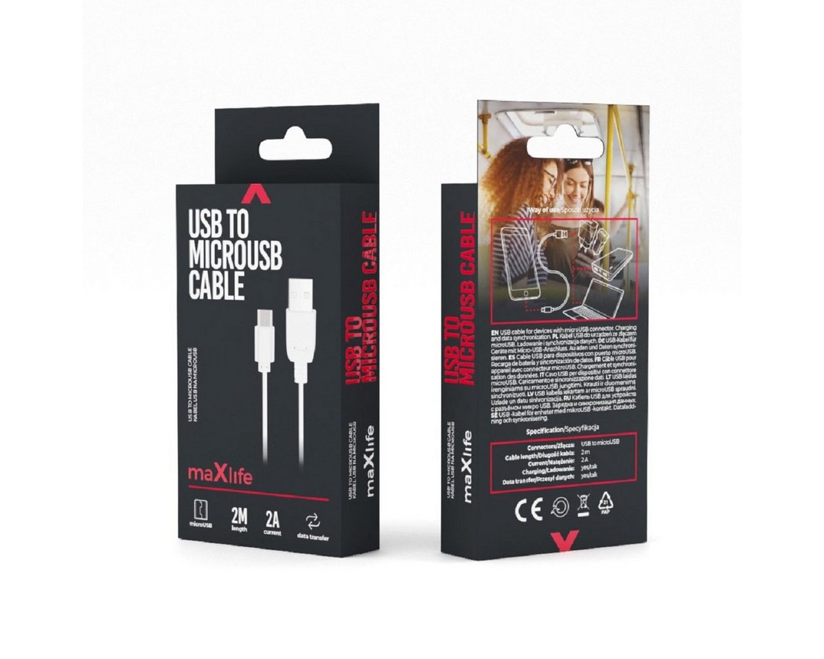 COFI 1453 2m Ladekabel USB - microUSB Datenkabel Handy-Ladekabel Weiß USB-Kabel, (200 cm) Bild 3